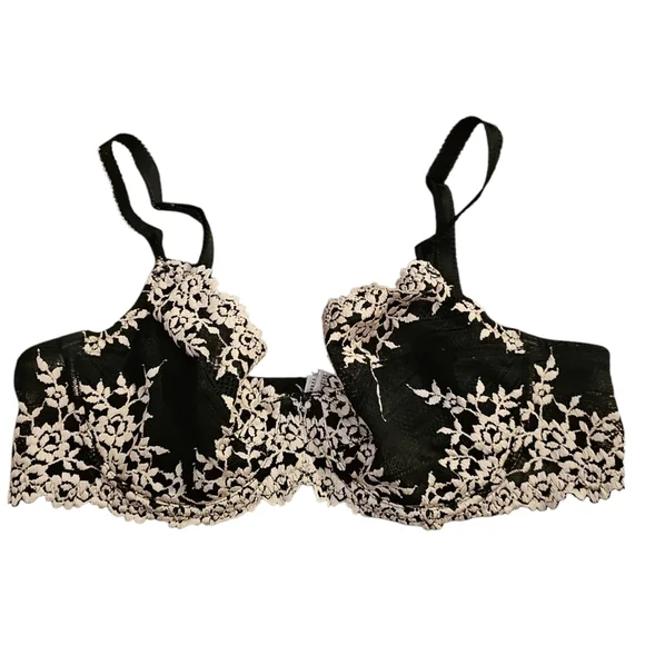 Wacoal Sz 38B Embrace Lace Underwire Bra Black White WL340 - Picture 4 of 6